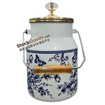 2.0L High Quality Printed Enamel Milk Can with Wooden Handle & Golden Knob, Multiple Patterns Available